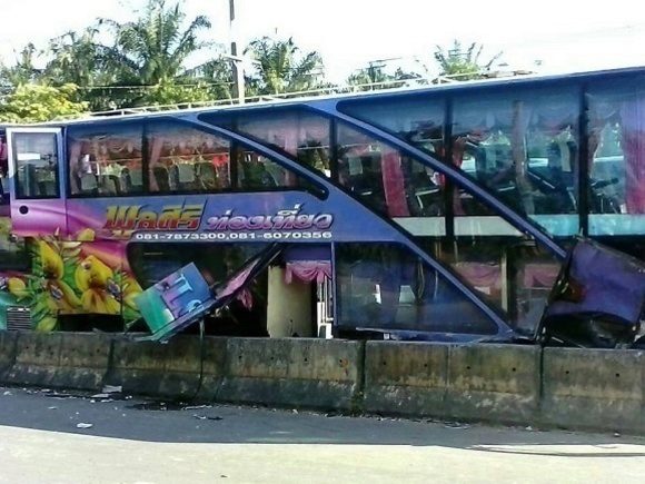 Six injured in Krabi bound tour bus crash