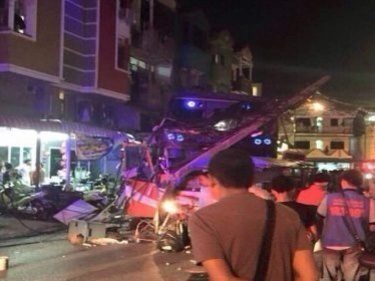 Spectacular Crash as Phuket Tourist Bus Plunges Down Patong Hill: Photo Special